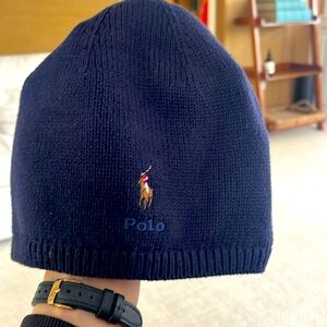 Set of two KIDS’ RALPH LAUREN -beanies kids size 8-20, one black and one navy.